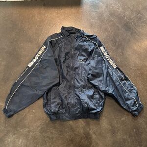 Vintage Mesotron Jacket Size Large Navy Blue Lightweight Windbreaker Full Zip